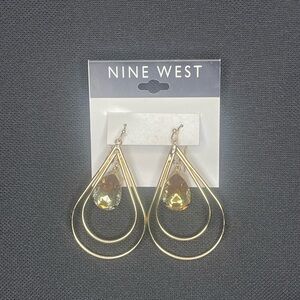 Nine West Gold and Crystal Teardrop Earrings